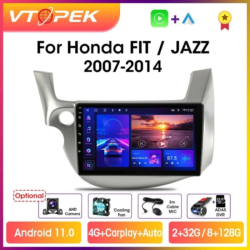 

Vtopek 10" 4G DSP Carplay 2din Android 11.0 Car Radio Multimidia Video Player For Honda FIT JAZZ 2007-2014 GPS Navigation 2 din