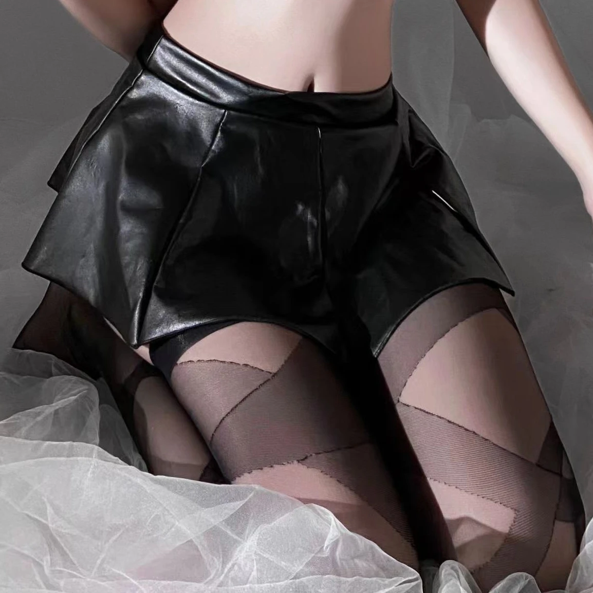 Sexy Erotic Lingerie for Sex Cosplay Pornos Suit PU Latex Exotic Skirt Women Sexy Costume Sex Short Dress Babydoll Underwear