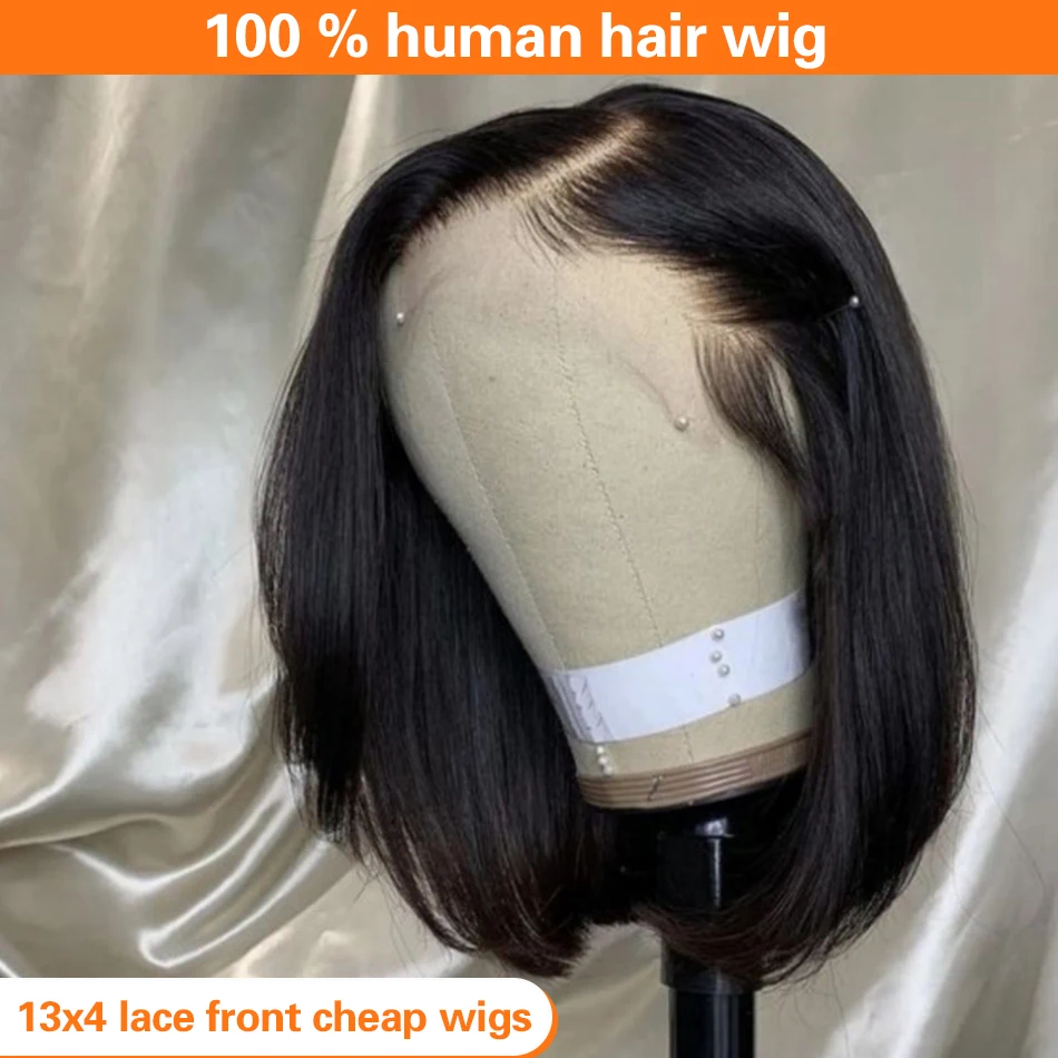 Human Hair Wig 10inch 13X4 hd transparent lace front 180% density Bob 100% human pre bleached for woman