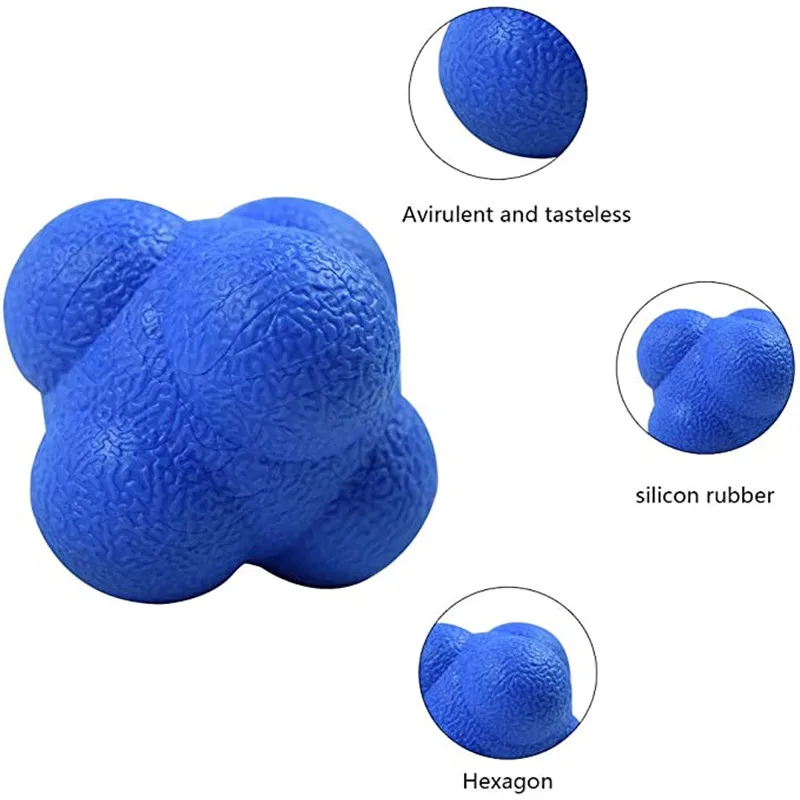 Description Picture 3 of item7cm High Density Silicon Rubber Hexagonal Reaction Ball Agility Coordination Reflex Exercise Sports Fitness Training Ball