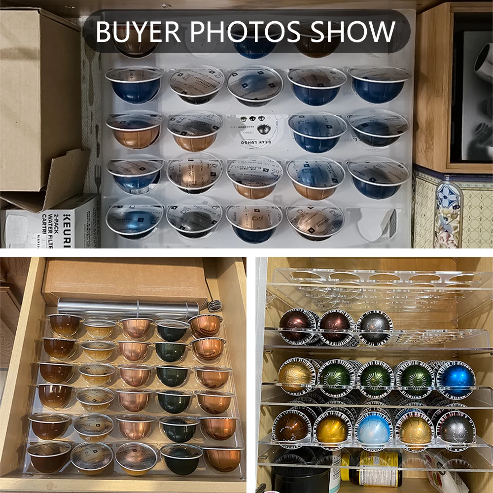 Support Dosettes Nespresso Vertuo GALVANOX - Bambou, 20 Capsules, Design Compact Pour Comptoir