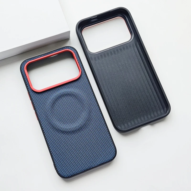 Magnetic Carbon Fiber Pattern PU Leather + TPU Anti-Fall Wireless Charging Phone Case