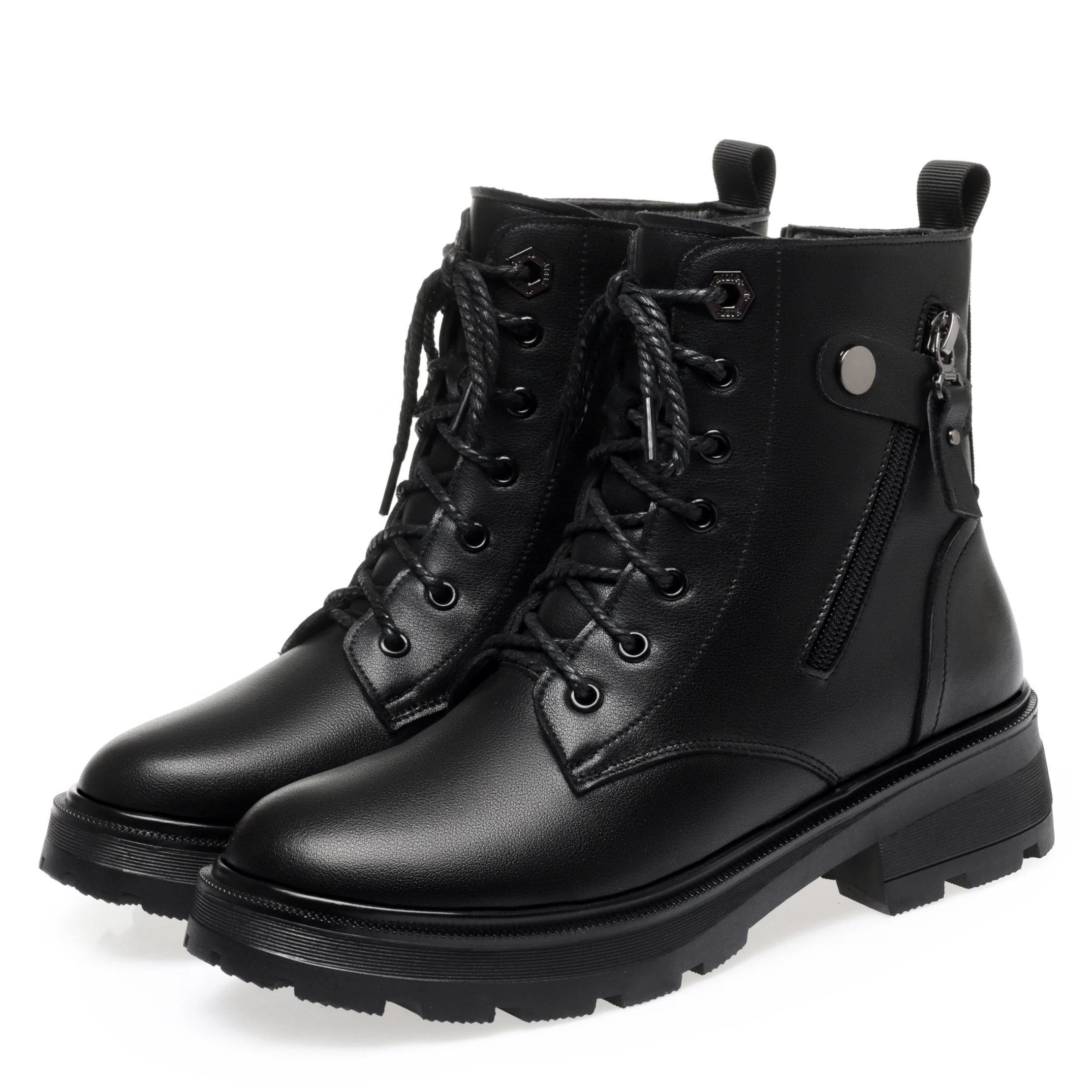 

New Boots Women's Winter Fashion Zipper Boots Sports Platform Square Heel Women's Shoes Martin Boots Sheep Wool Warm Shoes
