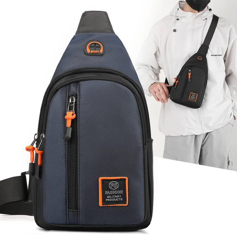 Casual Men's Crossbody Bag Oxford Cloth Waterproof Material Sports Fitness Chest Bag Cell Phone Change Documents Storage Bags