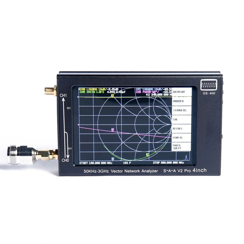 

GS400 Vector Network Analyzer Portable 50Khz-3Ghz Nanovnav2 3G Aluminum Alloy Housing With 4 Inch LCD TFT Display Screen