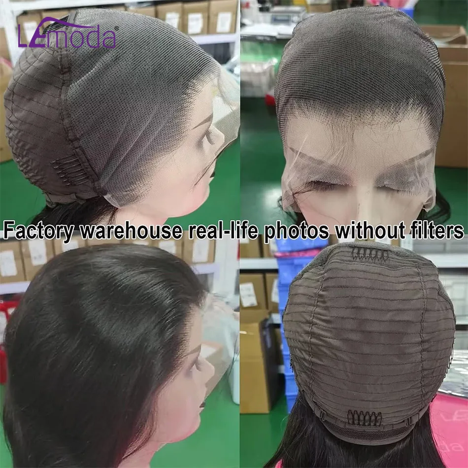 Lemoda 210% Density 13x6 Full Frontal Virgin Human Hair Wigs Body Wave HD Transparent Lace Front Wigs Pre Plucked Brazilian 12A 6
