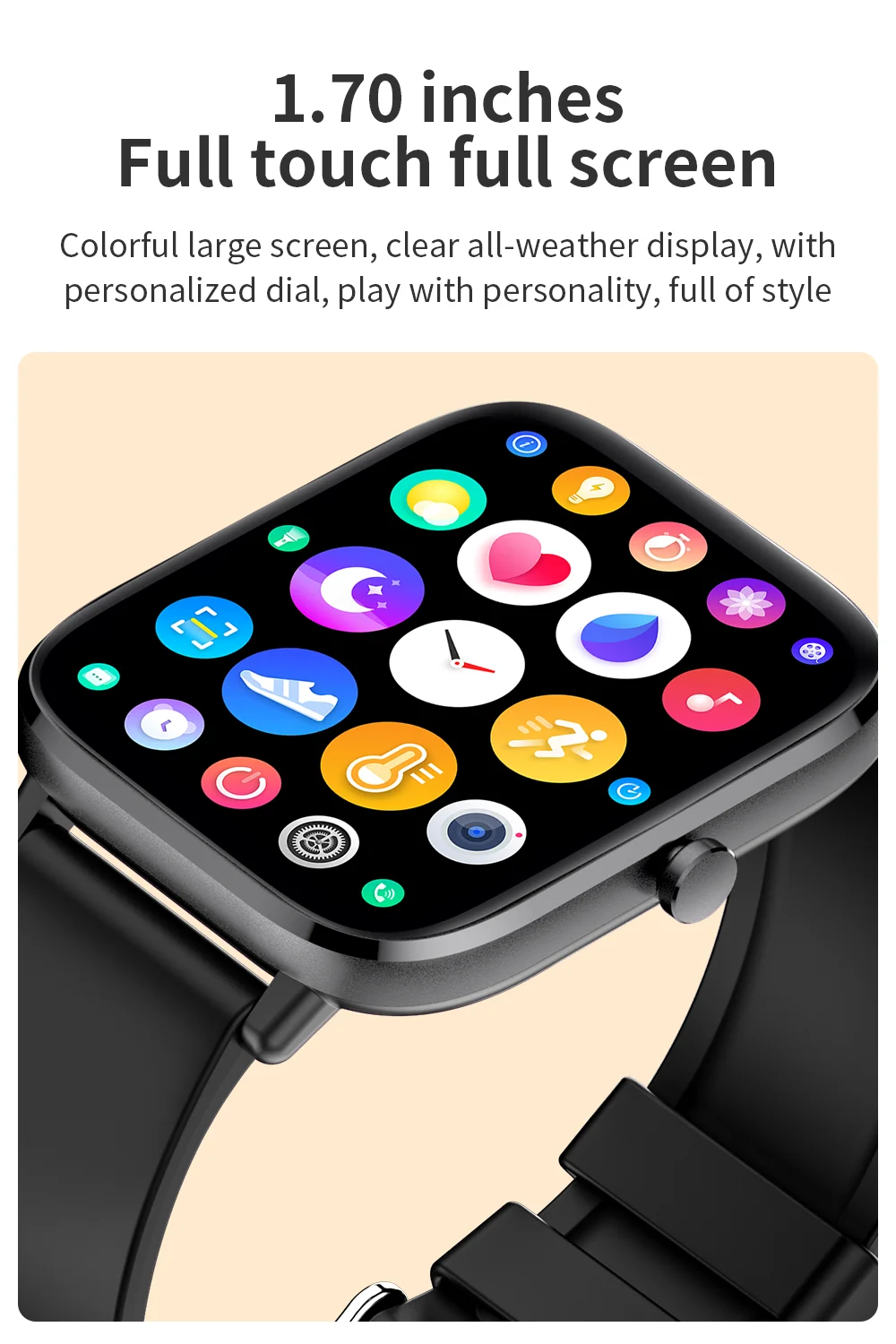 2022 Body temperature Bluetooth-compatibl calling Music control Heart rate Blood pressure  A variety of sports mode Smartwatch