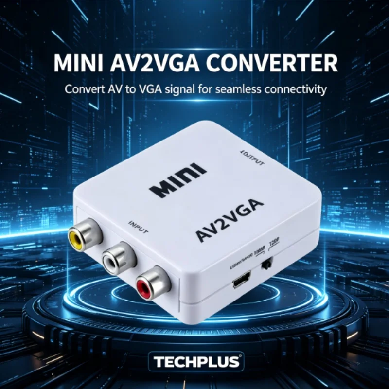 오디오 1080P 비디오 컨버터가 포함된 AV-VGA 컨버터 DVD 플레이어용 AV2VGA 라인 Xbox 노트북 블랙 화이트