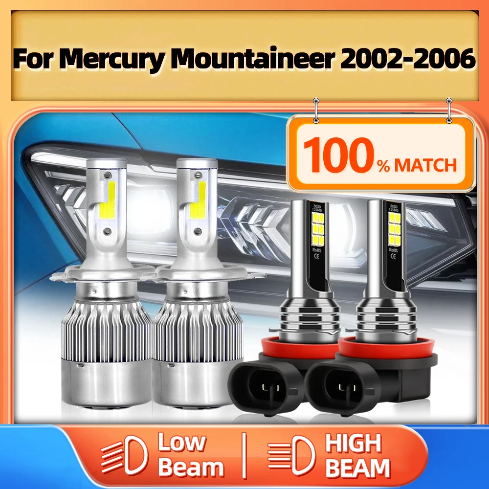 

LED Car Headlight Bulb 12V 6000K Car Fog Light 40000LM Auto Headlamp Bulbs For Mercury Mountaineer 2002 2003 2004 2005 2006