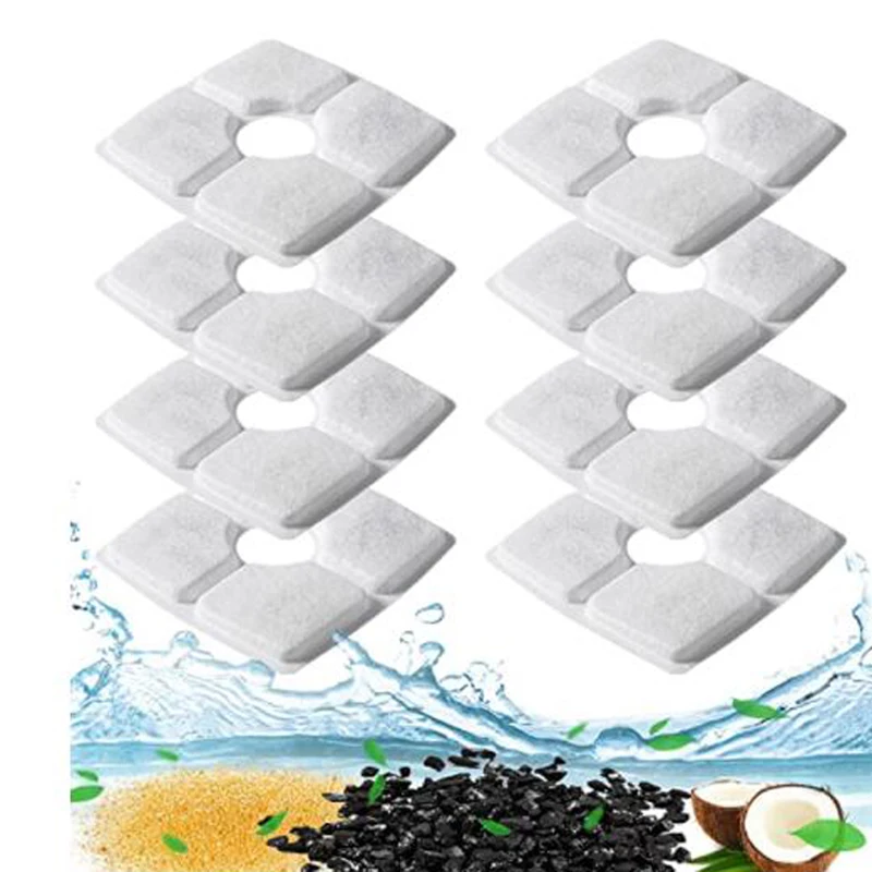Activated Carbon Replace Filter Pet Cat And Dog Water Fountain Replacement Fliters Cotton 3 Triple Filtration System 5