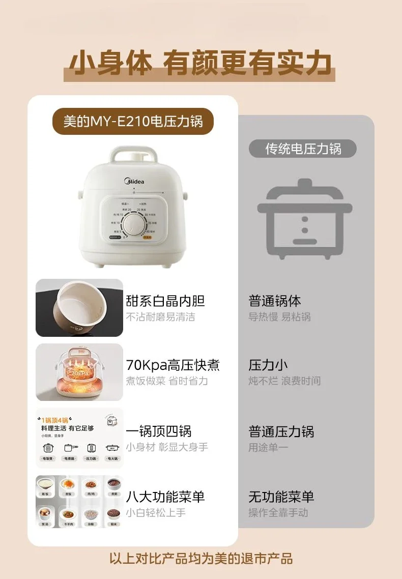 Description Picture 2 of itemMidea electric pressure cooker small 2-person 3-person household mini 1.8L multi-function fully automatic rice cooker