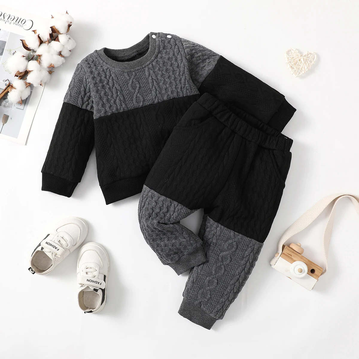 

Baby and toddler set, popular spring and autumn color striped long sleeved pants, baby two-piece children's clothing set