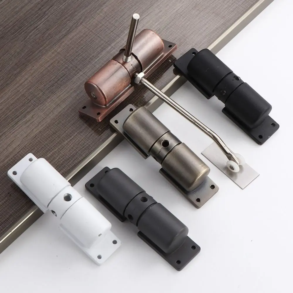 Furniture Hardware Pulley Automatic Door Closer Smooth Mute Door Closing Device Aluminium Alloy Adjustable Stopper Study