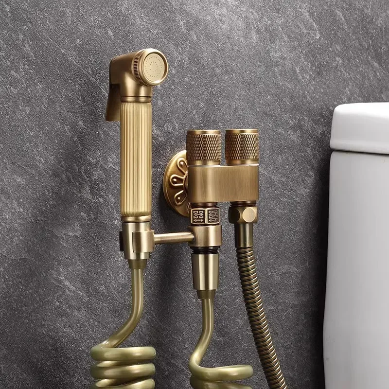 Antique Bronze Toilet bidet sprayer set Brass Double Use Bidets faucet Bathroom sprayer shower bidet High Pressure gun