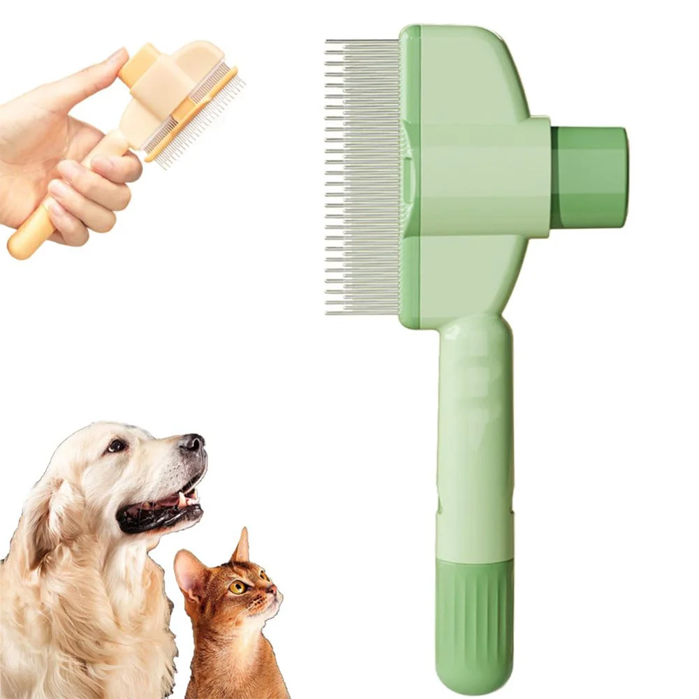 One-Button Dog Massage Comb Stainless Steel Pet Grooming Brush Removing Debris - PeticaDeals