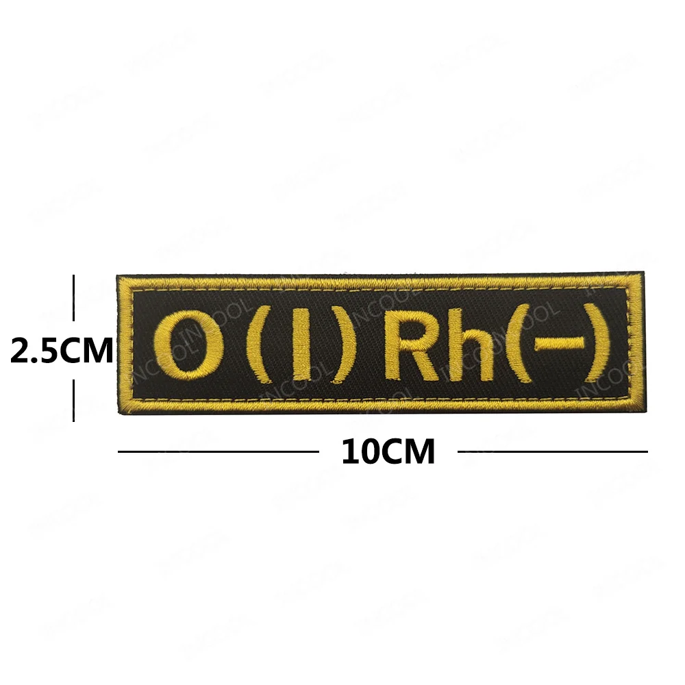 A B AB O Blood Type Group Positive POS Negative NEG Rh+ Rh- Infrared Reflective Patches Military Chevron Strip Embroidery Badges