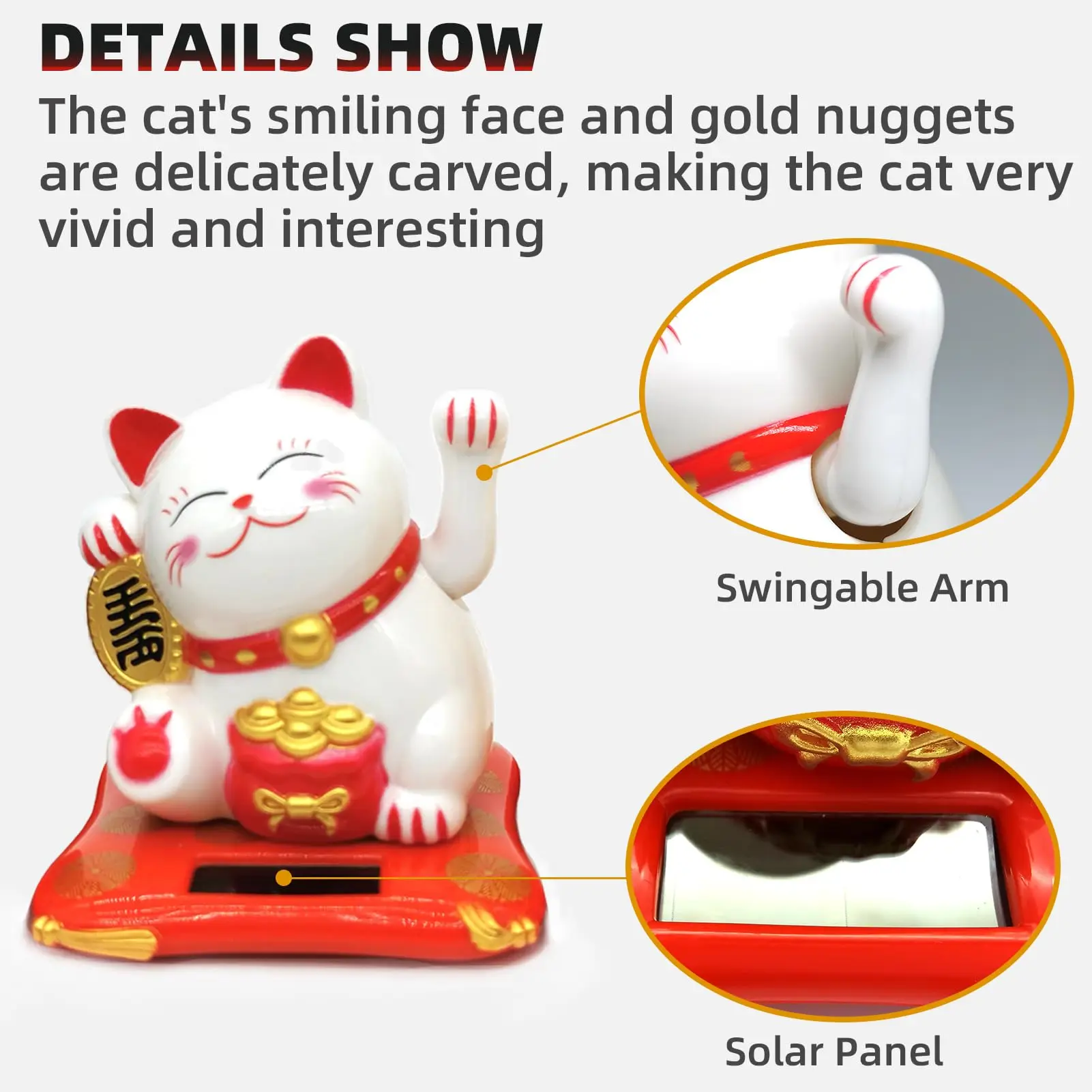 Fortune Cat Figurine 1Pc Mini 2.9inch Waving Hand Feng Shui Cat Decoration Opening Business Home Car Ornament Holiday Gift Home Decoration