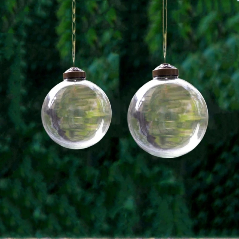 

Small Packing Diameter=8cm 10cm Transparent Glass Ball Christmas Ornament Gift Decoration Hanging Globe Pendant Festival Gift