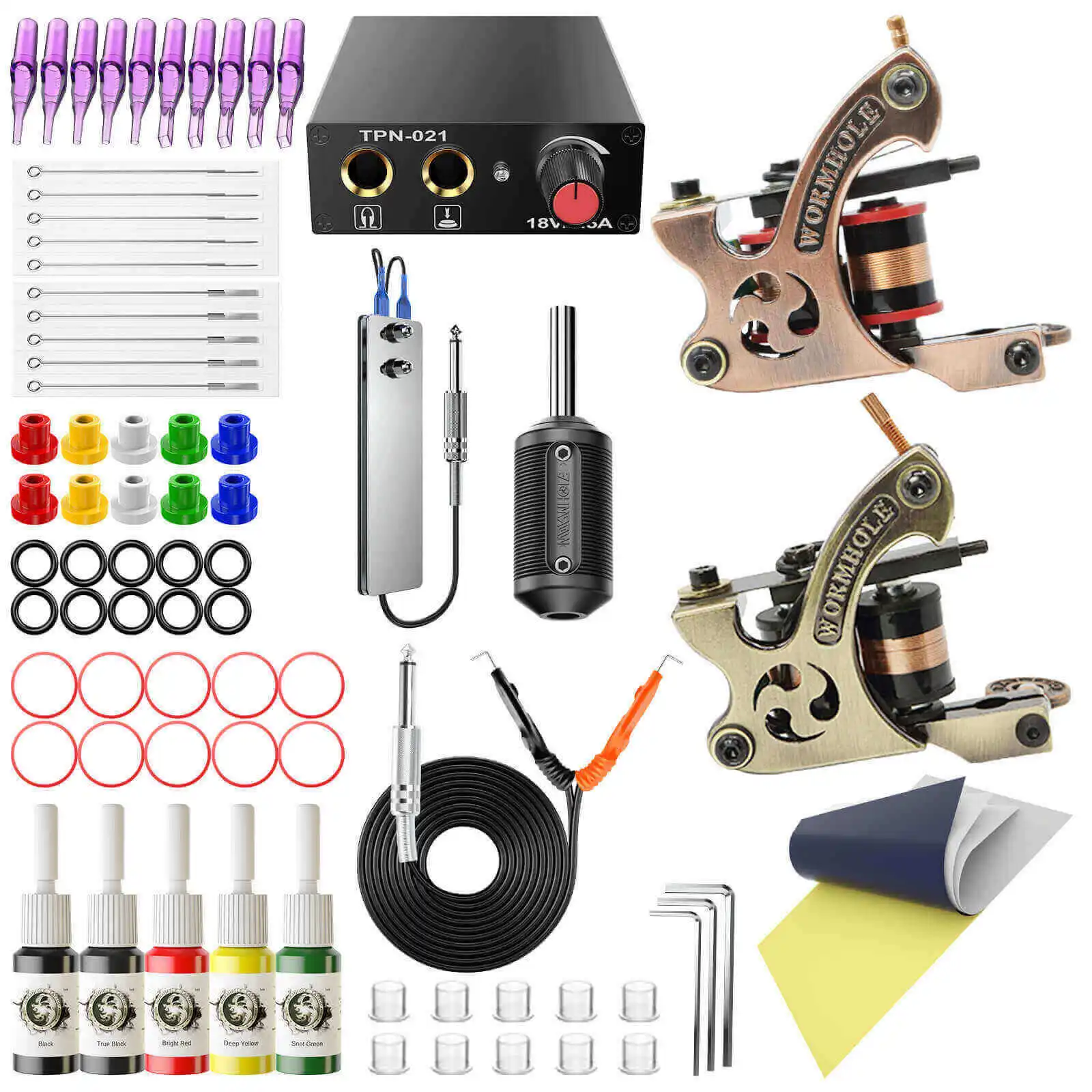 

Professional Mini Tattoo Machine Wormhole Double Hook Line Foot Power Tattoo Accessories Disposable Tattoo Kit