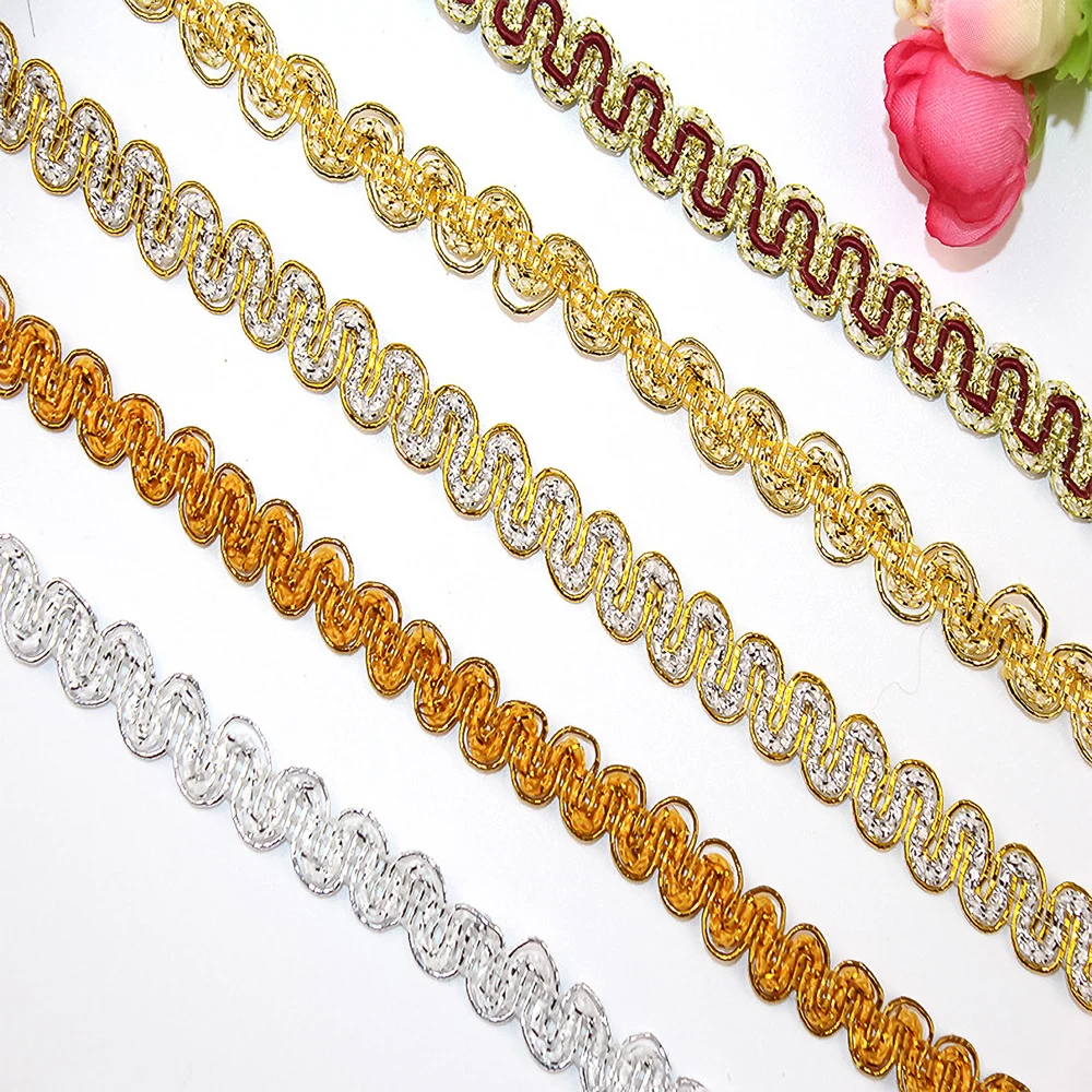 

Golden S-Shaped Lace Trim With Wavy Edges For Clothing Accessories Curtains Fringe And Home Decorative And Sewing Supplies