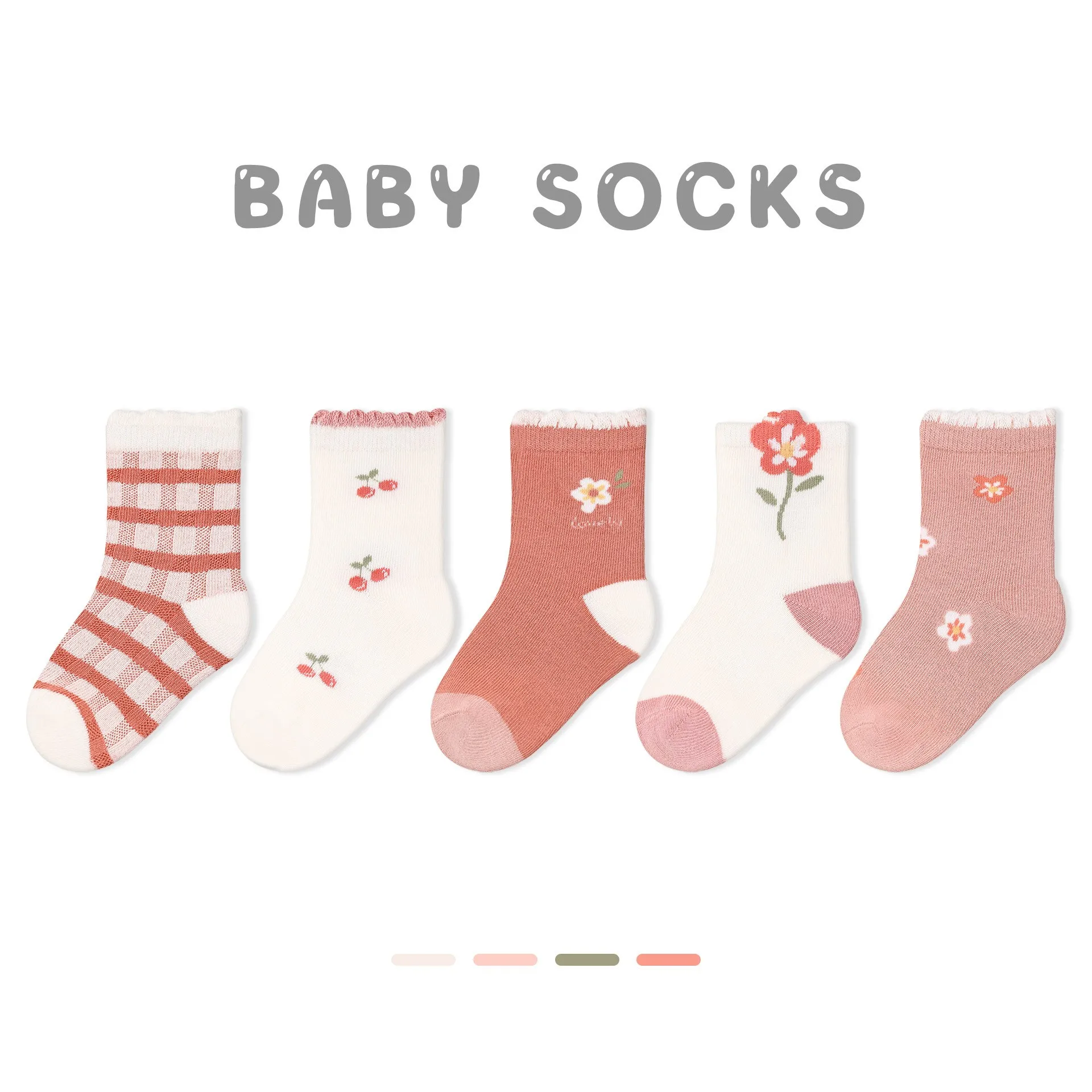 5 Pieces/lot Baby Socks 2024 Spring Autumn Cotton Kids Socks For Babies Girl Boy Lovely Newborn Floor Socks Fit 0-24Month