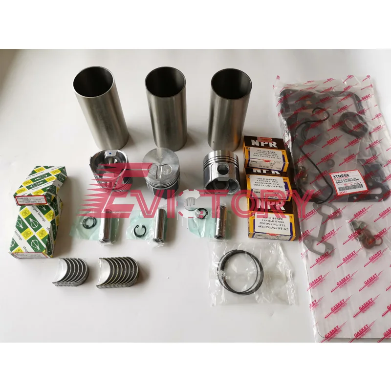 

For YANMAR 3TNV68 overhaul rebuild kit conrod valve guide piston ring cylinder liner main conrod bearing overhaul gasket kit