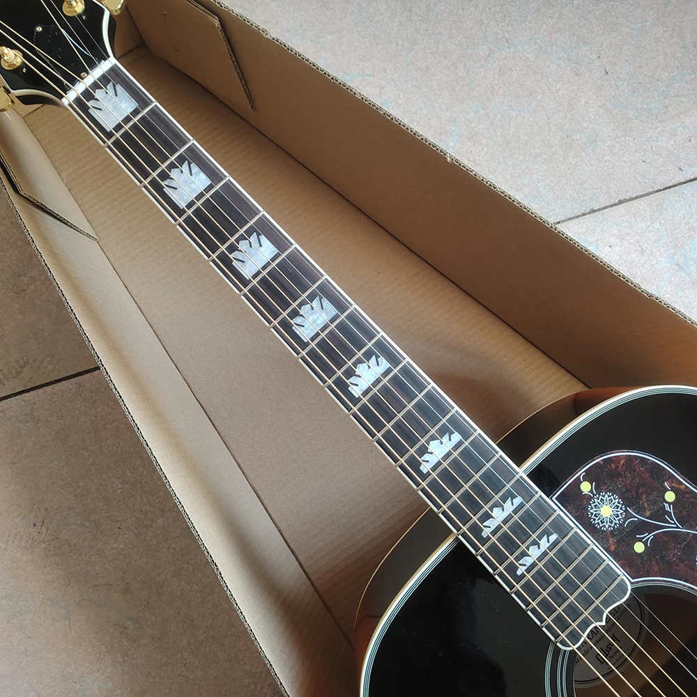 43 inch side, rear flame maple top SJ-200BS-E electric box folk electric acoustic guitar, in stock, ping