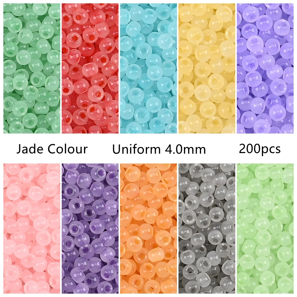 200Pcs 4mm 모조 옥 유리 체코 비즈 6/0 DIY 쥬얼리에 대 한 부드러운 ..