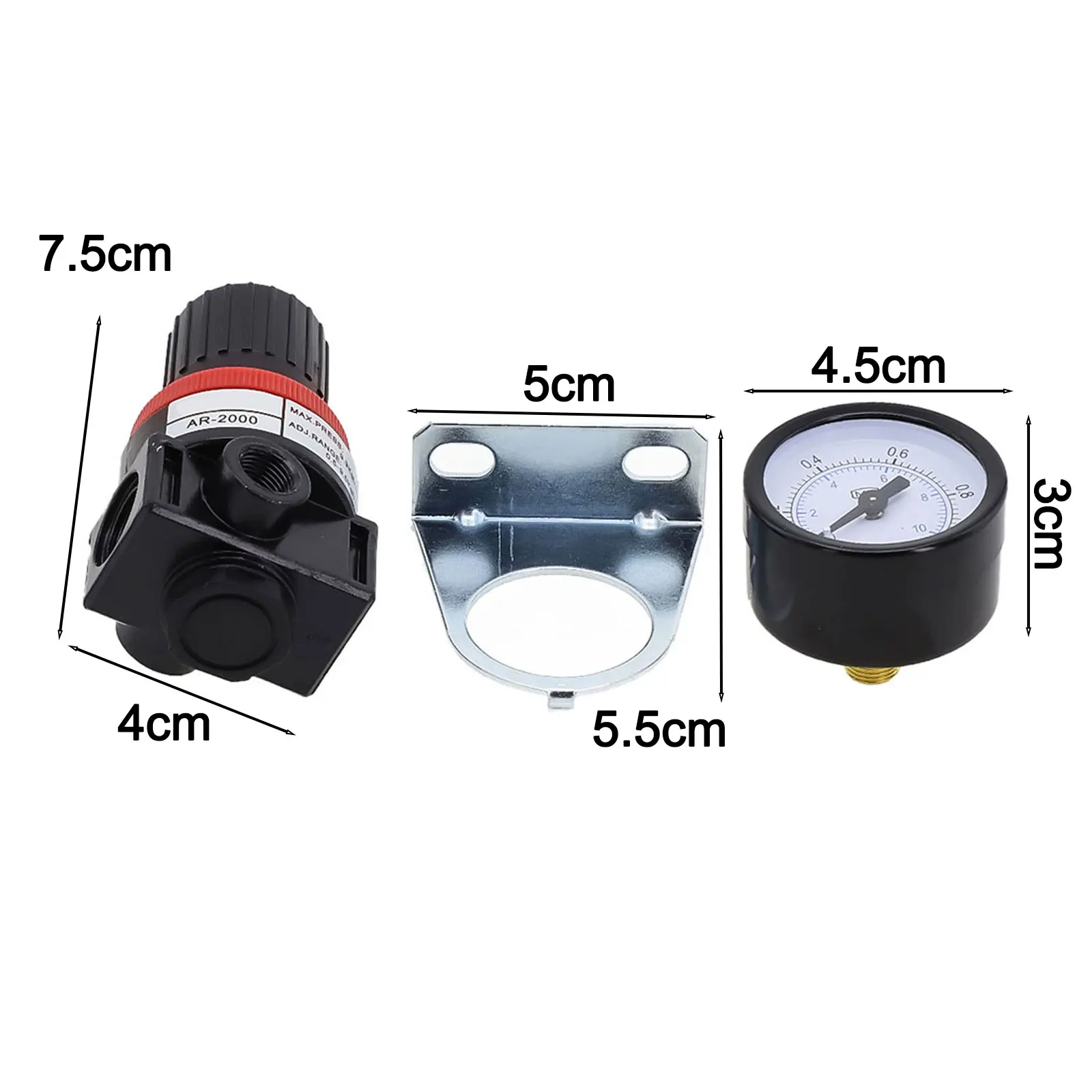 AR2000 Air Pressure Regulator With Pressure Gauge G1/4 Aluminum Alloy Regulating Valve SM+PM20 Processing Device