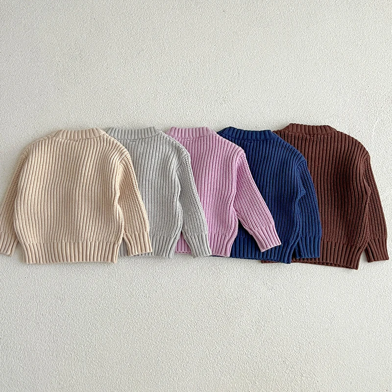 Kids Sweater Baby Boys Girls Knit Cotton Long Sleeve Pullover Tops 0-6Y