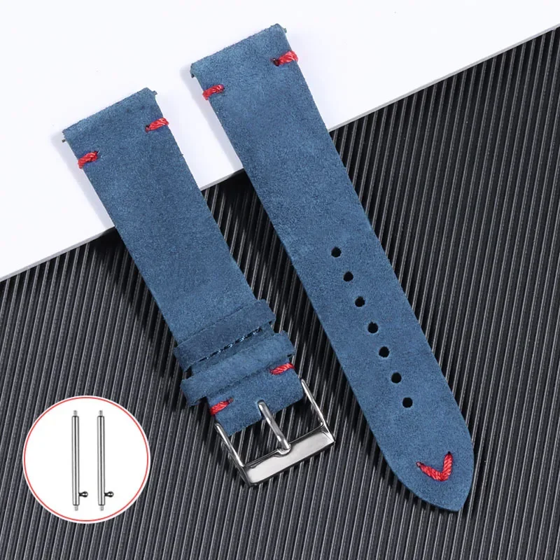 High Quality Blue Suede Leather Vintage Watch Strap and Sport Bracelet Accessory