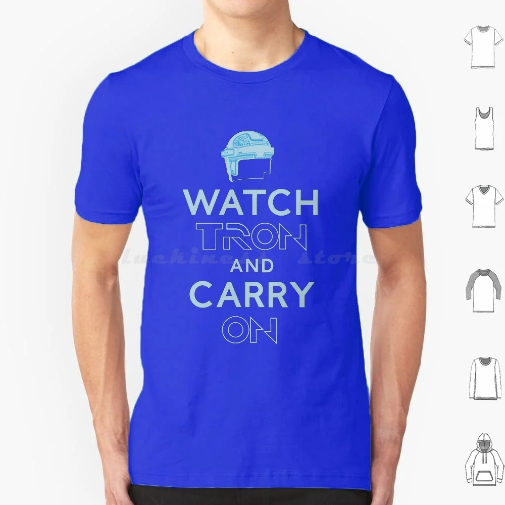 Guarda Tron And Carry On T Shirt Big Size 100% Cotone Keep Calm And Carry On Keep Calm Mashup Keep Calm Meme Sci Fi Geek Nerd
