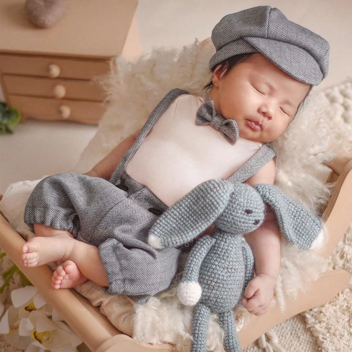Bebé accesorios de fotografía hechos a mano de punto de ganchillo conejito gorras pantalones foto traje traje prop para niñas recién nacidas 10.4 * 9.4 * 0.4 pulgadas Bebé accesorios de fotografía hechos a mano de punto de ganchillo conejito gorras pantalones foto traje traje prop para niñas recién nacidas 10.4 * 9.4 * 0.4 pulgadas