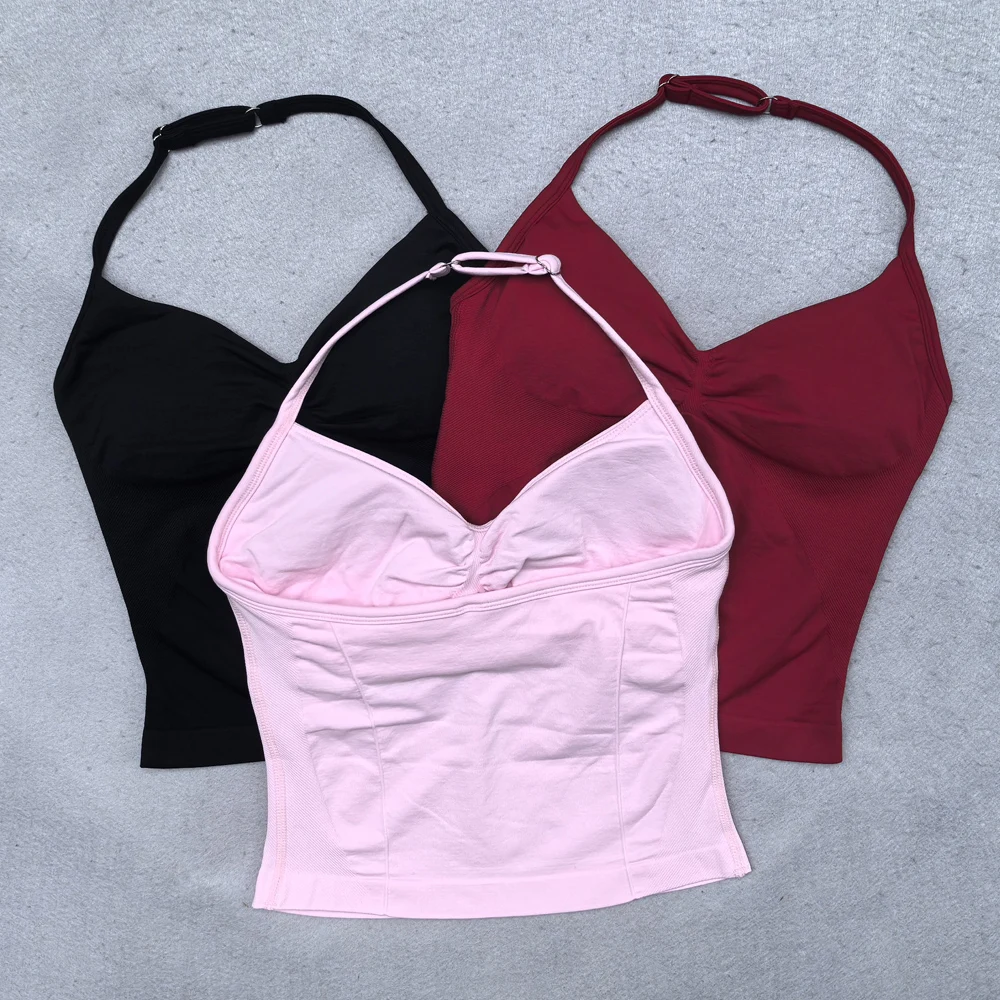 Adjustable Longline Strappy Yoga Vest Gym Clothes Women Scrunch Built-in Bra With Removable Cups Yoga Tank Tops Sports Vest