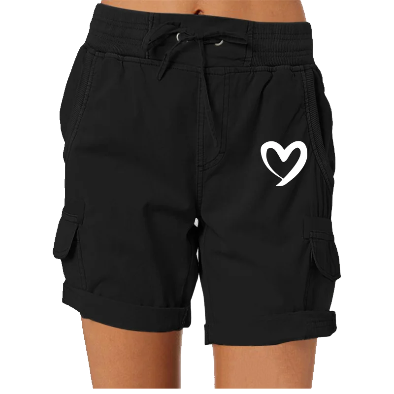 Fashion Cute Heart Printed Women's Cargo Shorts Golf Active Shorts Work Shorts Hiking Outdoor Summer with Pockets Beach Shorts