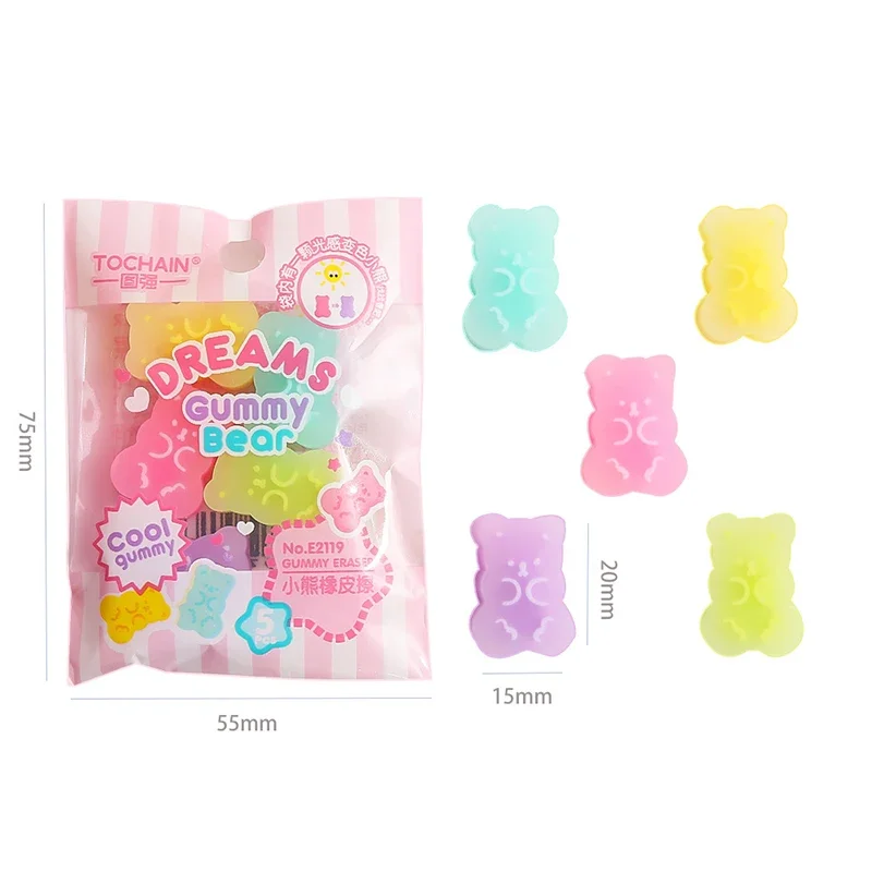 

1/2packs Kawaii Bear Erasers Cute Pencil Eraser Student Writing Drawing Tool Kids Gift Korean Stationery School Office Supplies