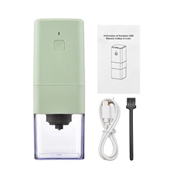 Compact Electric Burr Coffee Grinder with Adjustable Coarse to Fine Settings and Removable Chamber (Green)