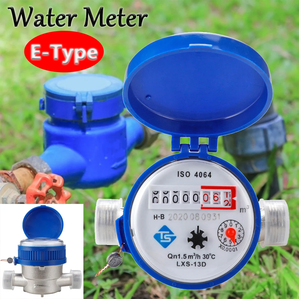 Water Meter Mechanical Rotary Wing E-Type Precision Pointer Counter Water Meter Flow Measuring Instruments With Copper Fittings
