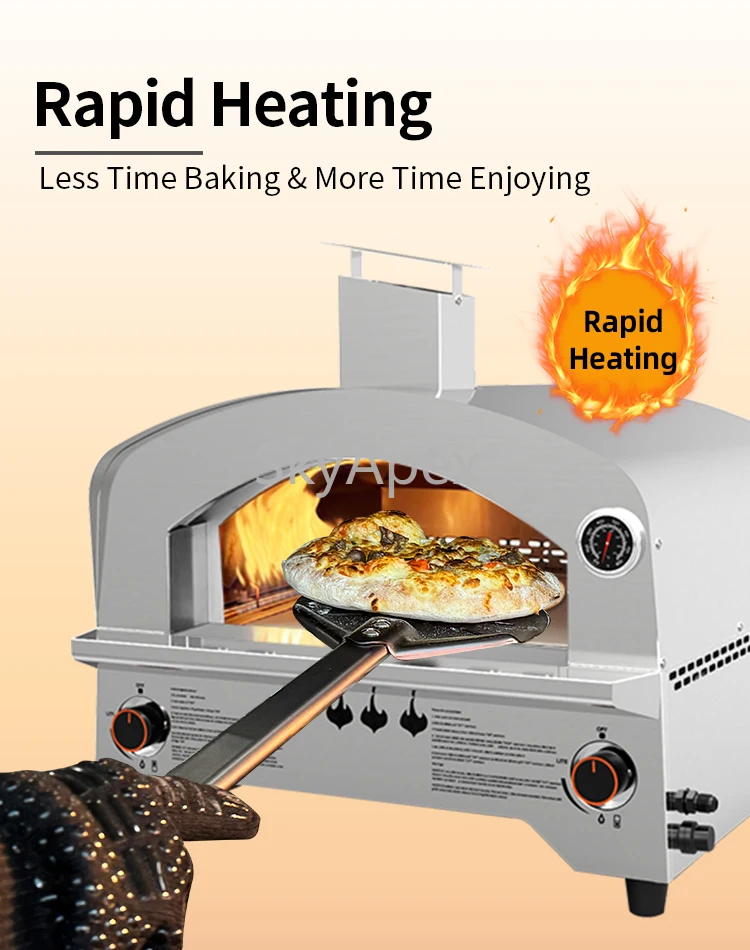 Premium Modern Luxurious Outdoor Professional Small I ndoor Portable Stainless Steel Garden Pizza Making Gas Oven Fast Heating