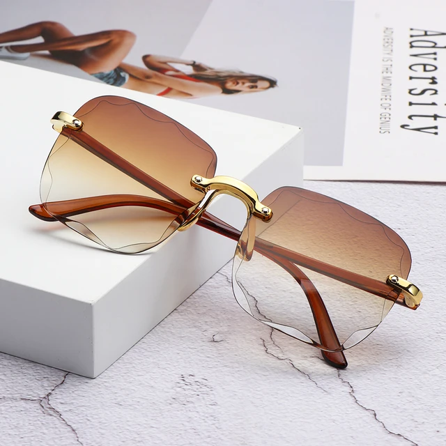 Gafas De Sol Rectangulares Sin Montura, Modernas, Retro, Clá | Meses