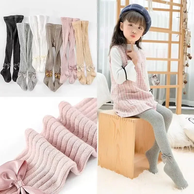 Spring Autumn Baby Girl Socks Bow Combed Cotton Children Pantyhose Toddler Bowknot Leggings Soft Stockings for 0-8Years Kids girls pantyhose children stockings