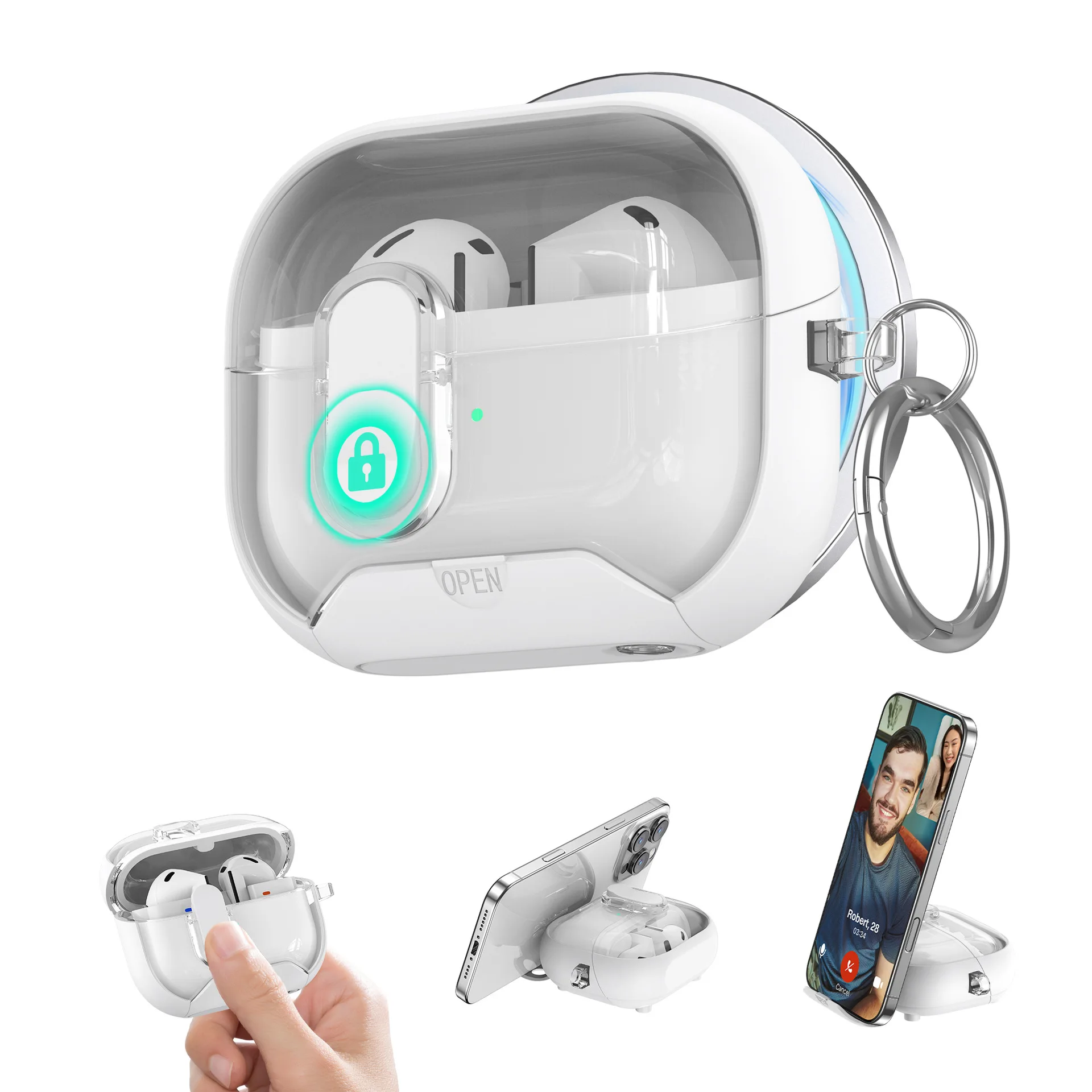 Secure Lock Protective Case with Phone Stand & Cleaning Kit