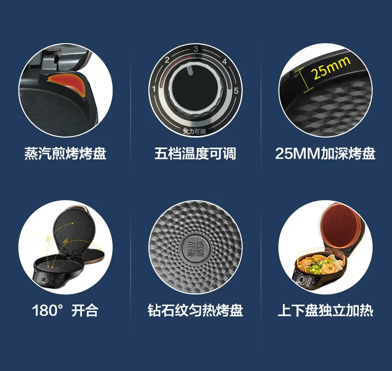 Description Picture 6 of itemElectric Cake Pan Double-sided Heating Fryer Sandwich Machine Pancake Pan Breakfast Machinebaking Bread Maker