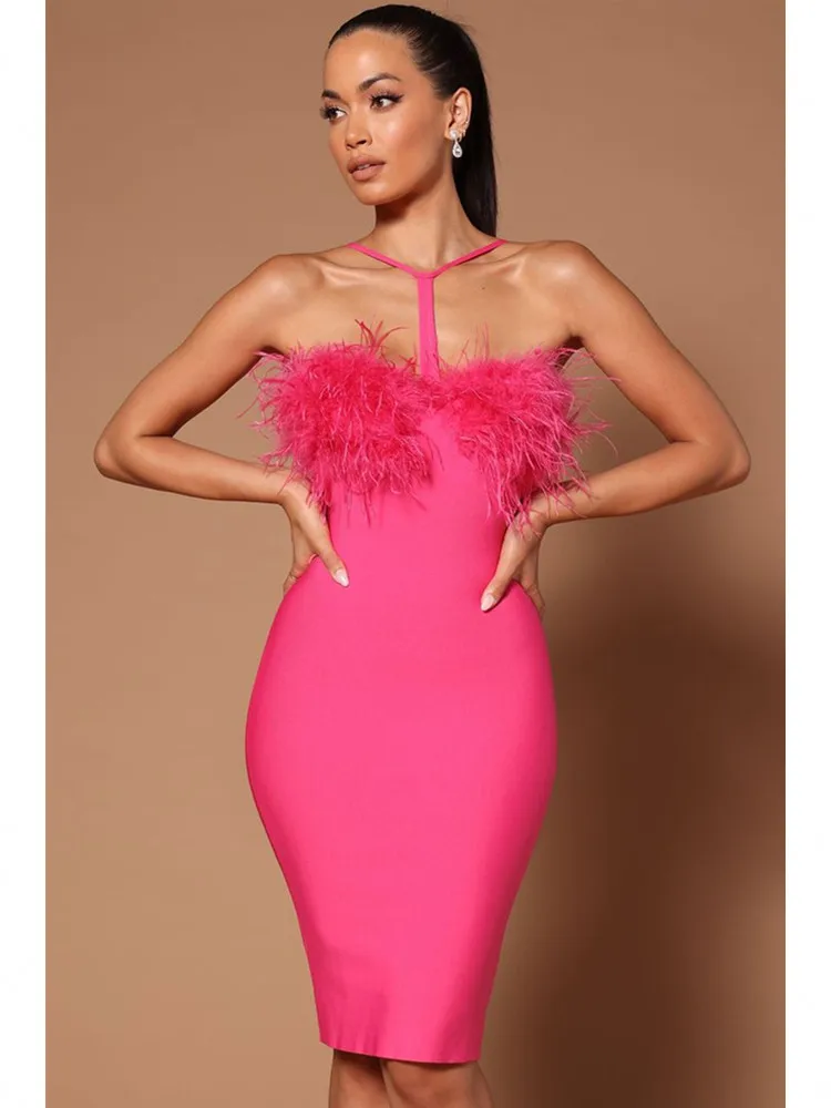 Newest Women Summer Sexy Ostrich Feather Cut Out Hot Pink Black Mini Bodycon Bandage Dress 2023 Elegant Evening Club Party Dress - AliExpress 200000345 Newest Women Summer Sexy Ostrich Feather Cut Out Hot Pink Black Mini Bodycon Bandage Dress 2023 Elegant Evening Club Party Dress - AliExpress 200000345