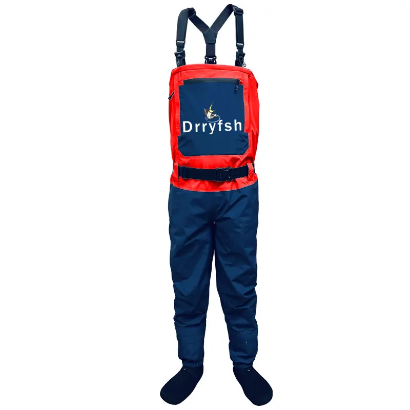 Men Breathable Stockingfoot Chest Waist Convertible Wader Waterproof Wading Pants for Fishing Hunting Kayaking ATV Sport Clothes