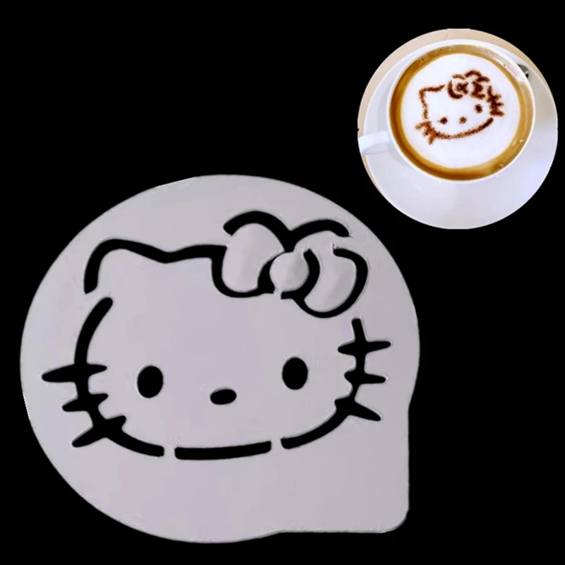 7.5cm Cartoon Sanrio Hello Kitty Cappuccino Latte Coffee Stencils Duster Cake Mold Spray Coffee DIY Art Stencils Dessert Decore baking tools