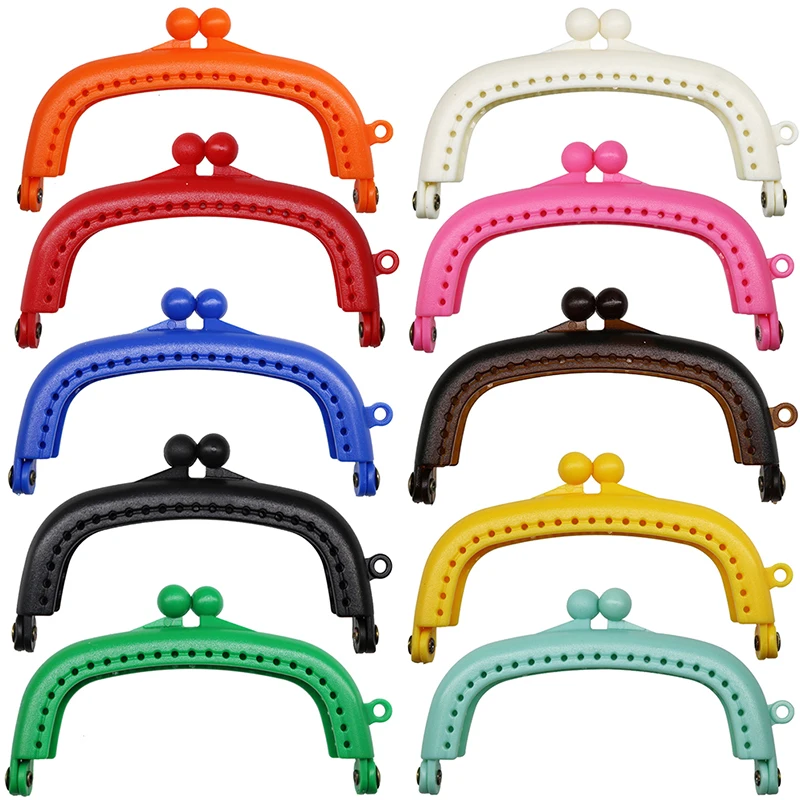

1pc 8.8CM Candy Color Arc Resin Plastic Coin Purse Frame With Hole Kiss Clasp Lock DIY Bag Accessories Tone Bags Hardware