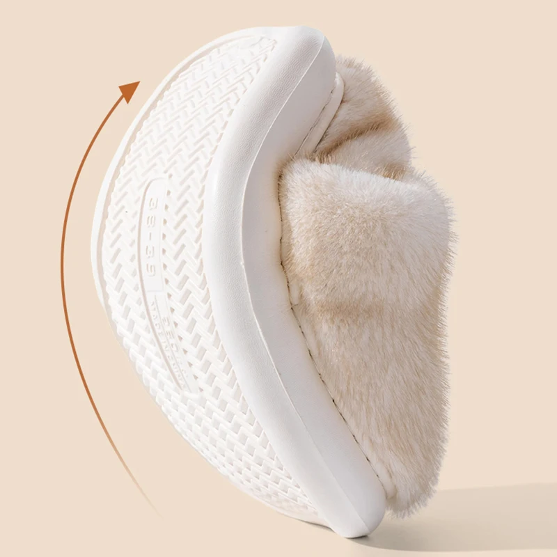 2025 Winter Warm Fluffy Slippers Women Comfort Indoor Soft Sole Cotton Padded Shoes Woman Slip On Anto Slip Plush Slides Female