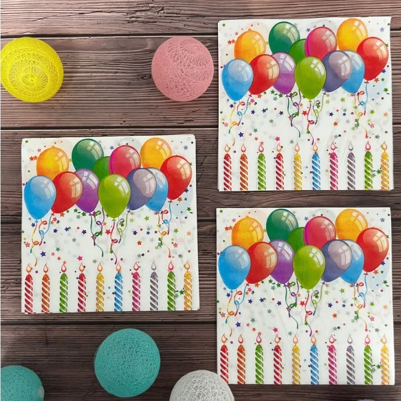 10/20pcs 33cm 2-Ply HappyBirthday Birthday Colourful Balloon Candle Colourful Paper Placemat Birthday Party Tissue Paper
