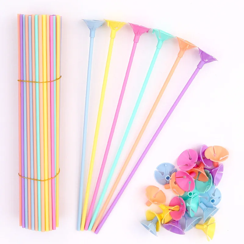 

10pcs 32cm Balloon Stick With Cup White/Gold/Sliver/Macaron Color Holder Wedding Birthday Party Decor Latex Balls Accessories